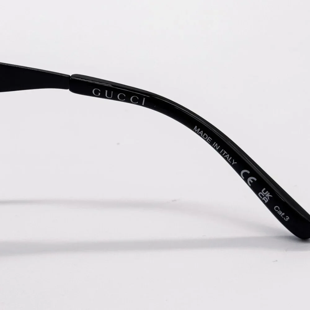 NEW AUTHENTIC GUCCI GG1656S 001, BLACK METAL OVERSIZED MASK SUNGLASSES G…